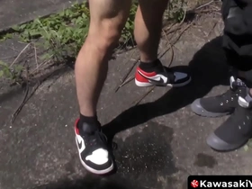 Wild Japanese Yoshi Kawasakis hardcore gay scene with deepthroat and pissing