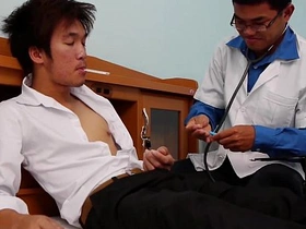 Asian cuties Arthur and Jonas in kinky doctor role play with barebacking and toy action.