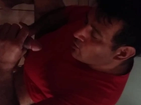 Young and straight gay married man gets a blow job from a twink