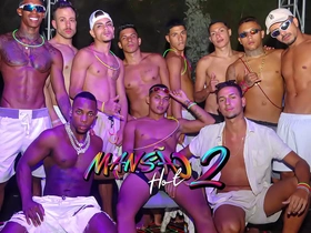 Young and wild mansion party with hot and hardcore gay action