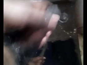Single Indian man uses bathroom to masturbate and hopes to get some action with girls.