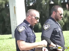 Gay police officers have rough sex with car thief and give him a vaginal damage