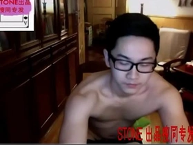 Strong and handsome Asian man in uniform, fetish cam show.