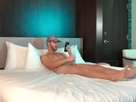 Big solo cumshot from a gay twinks masturbation session