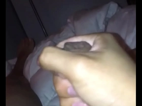 Young Asian man masturbates before sleep.