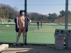 Yuna Femboy enjoys nature and freedom while having sex with a tennis player in a hidden room.
