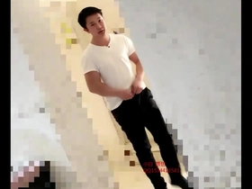 Gay teen jerk off in public and cums in toilet