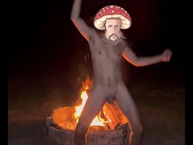 POV creample with a small dick and a mushroom Jesus-themed threesome