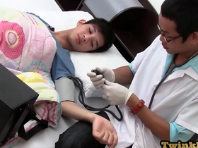 Asian twink gets examined and gets cum inside his ass in a doctors room