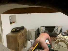 Gay masturbates and gets caught by a Peeping Tom