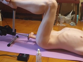 Amateur gays wild ride with a huge anal dildo