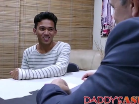 Young Asian twink loves to play with his older boyfriend’s ass with a toy