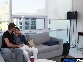 A secret gay family threesome with a sporty stepfather and two twinks.