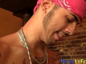 A tattooed hunk has his wildest Asian fantasies fulfilled.