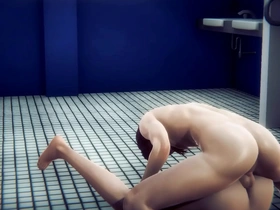 Sissy Venti and Xiao get it hard in a public toilet scene