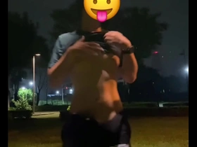 Public park solo masturbation ends up in a nice climax on the bike.