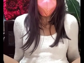 Beautiful Japanese crossdresser Chika masturbates on stream.