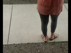 Public flash leads to hot interracial sex with cum on face