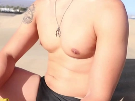 Outdoor gay sex with an Asian man in the dunes