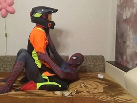 Gay motocross riders in spandex having anal sex