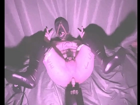 A young man who is tied up intensely reaches orgasm.